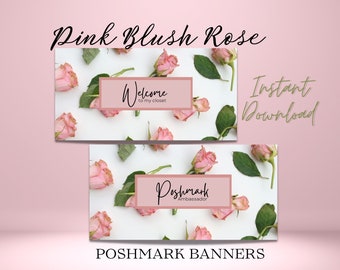 Poshmark Banner Sign Poshmark Pink Blush Rose Header Poshmark Closet Banner Poshmark Business Banner Poshmark Template Reseller Banner