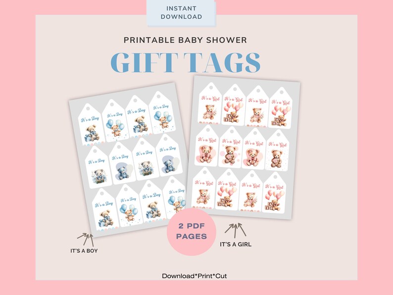 Printable Baby Shower Gift Tags Printable Baby Gift Tags Printable Gift ...