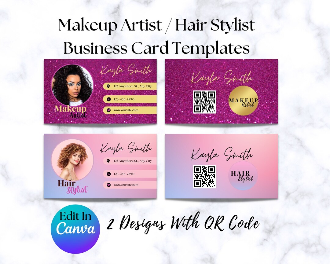 Makeup Artist Hair Stylist Business Card Template Business Etsy