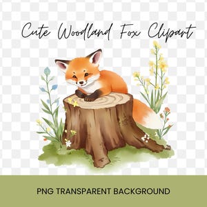 Cute Woodland Fox Clipart PNG Fox Image For Printable DIY Watercolor Fox Digital Download Clipart For Gift Card Making Scrapbooking Crafting