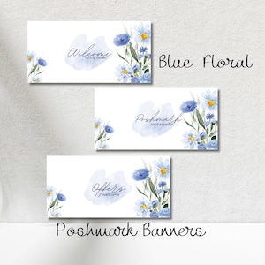 Poshmark Banner Sign Blue Floral Posh Header Poshmark Seller Banner Template Poshmark Closet Banner Poshmark Template Reseller Banner Image