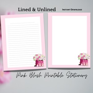 Pink Blush Fashion Printable Stationery Set Printable Lined - Etsy