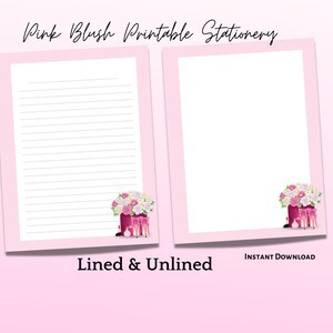 Pink Blush Fashion Printable Stationery Set Printable Lined - Etsy