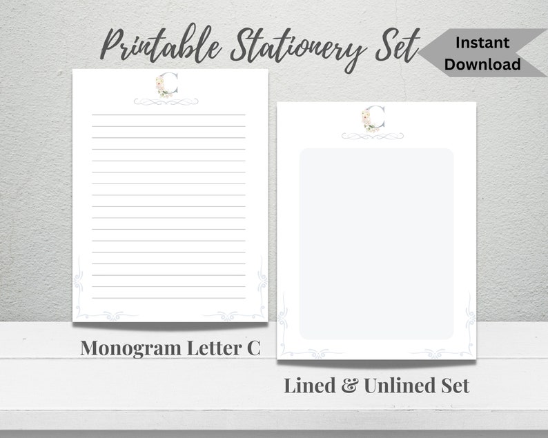Printable Stationery Set Printable Stationery Set Elegant Letter C ...
