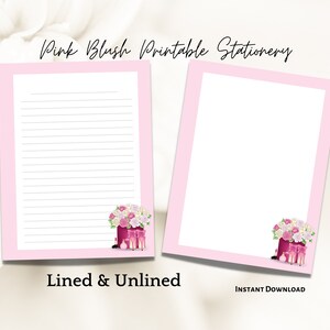 Pink Blush Fashion Printable Stationery Set Printable Lined - Etsy