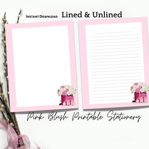 Pink Blush Fashion Printable Stationery Set Printable Lined - Etsy
