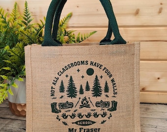 Bolsa para la escuela del bosque: Bolsa de yute para el aprendizaje al aire libre / Bolsa para fogatas / Regalo para el líder de la escuela del bosque