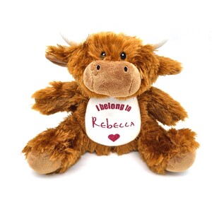 Personalised Highland Cow Gift: Plush Cow Toy | Cuddly Companion | Soft Toy | New born Keepsake image 3