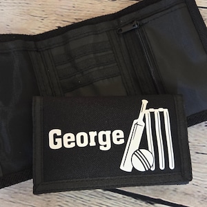 Cartera de críquet personalizada / Cartera de críquet para niños / Regalo para aficionados al críquet / Regalo para jugadores de críquet / Cartera infantil / Regalo de críquet para niños