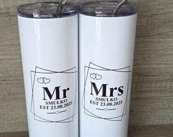 Vaso personalizado para parejas: regalo de aniversario a juego para él y para ella.