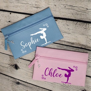 Estuche para lápices de gimnasta personalizado, bolsa de gimnasia, billetera, accesorios para la vuelta al cole, idea de regalo personalizada, llavero deportivo de gimnasia con cremallera