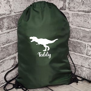 Personalisierte Dinosaurier-Tasche | Schulsportbeutel | Schulsachen | T-Rex Dinosaurier Tasche | Sporttasche | Zurück in der Schule | Dinosaurier Fan Geschenk | PE-Kit