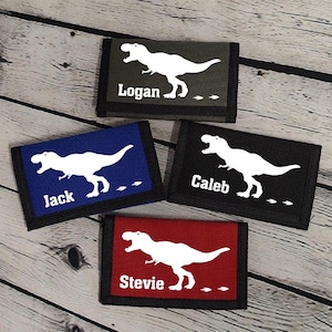 Carteira de dinossauro personalizada | Presente de dinossauro | Presente de T. rex | Presente de aniversário | Bolsa de dinheiro de bolso | Carteira de meninos e meninas | Enchimento de meia | Presente