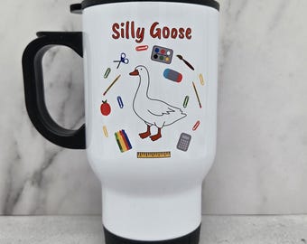 Tazza da viaggio personalizzata Silly Goose per insegnanti: regalo di ringraziamento di fine trimestre / materiale scolastico