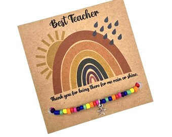 Pulsera Arcoíris: Pulsera de agradecimiento / Regalo colorido para profesores / Hecha a mano