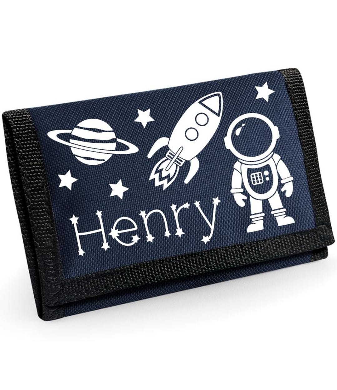 Personalised Space Wallet for Kids: Custom Name Coin Purse. Astronaut ...