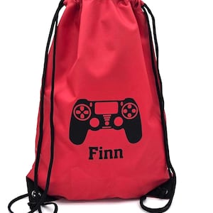 Personalisierte Gaming Kordelzugtasche - Individueller Name Gym Sack für Kinder, Gamer Geschenk