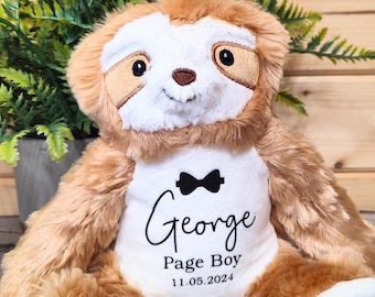 Regalo de boda personalizado con forma de perezoso / Juguete para paje / Detalle personalizado para el portador de los anillos