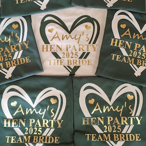 Personalised Hen Party T-shirts |  Team Bride | Bridal Party | Personalised Matching Hen Party Tops | Bride To Be | Custom Hen Do Tops |