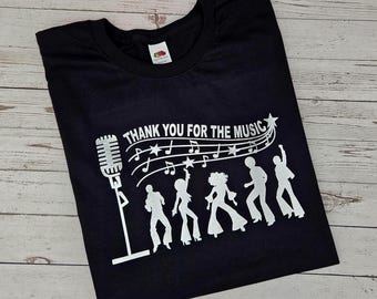 Thank you for the music t-Shirt: Retro disco tribute night top hen party clothing