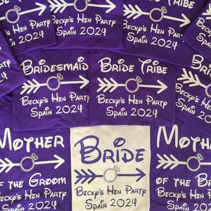 Personalised Hen Party T-shirts | Team Bride Bridal Party | Personalised Matching Hen Party Tops | Bride To Be | Custom Hen | Bride Tribe