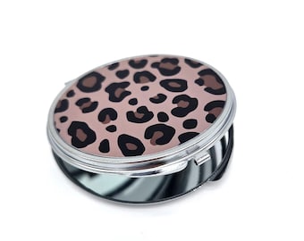 Espejo compacto con estampado de leopardo: Accesorios para bolsos / Regalo con estampado animal
