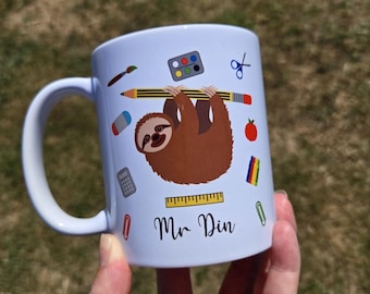 Taza personalizada de perezoso / Regalo de fin de curso para profesores / Taza divertida y novedosa