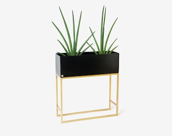 Modern Metal Steel Plant Box Flower Box Plant Rack Tall Plant Holder Indoor Plant Stand Loft Planter Plant Stand Large Plant Pot Black Gold