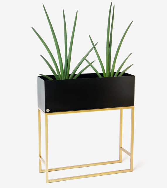 Moderne Metall Stahl Pflanzkasten Blumenkasten Pflanzregal Gro  Pflanzenhalter Indoor Blumenstnder Loft bertopf Blumenstnder Groer  Blumentopf Schwarz Gold - Etsy.de