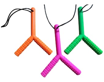 Collar masticable texturizado en forma de Y: Joyería sensorial para adultos