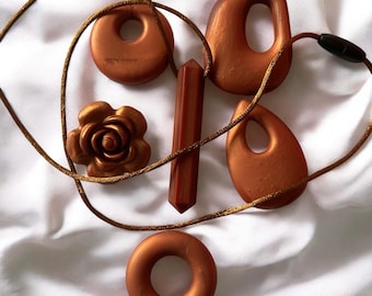 Copper Chewlry pendant chew necklace Silicone chewable fidget fiddle necklace stimming oral