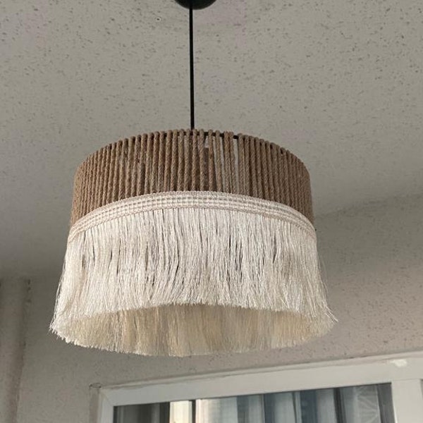 Boho light,Boho Chandelier, Fringe Chandelier, Tassel Lamp, Wicker Chandelier, Bohemian Decor, wicker, home decoration, balcony decoration