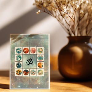 Póster de astrología Jyotish | Chakra Rāśi con planetas sánscritos | Tablero didáctico e idea de regalo A4 / postal 10x15