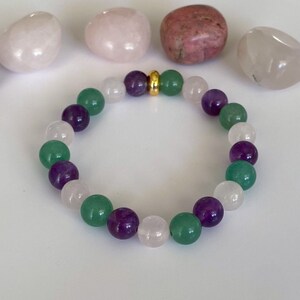 Attract Love, Luck, Money Bracelet, Amethyst, Green Aventurine, Rose Quartz, Positive Energy, Good Luck, New Beginnings, Love Spell Bracelet