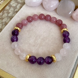 Attract Love Bracelet, Amethyst, Rose Quartz, Pink Jade, Love Spell Bracelet, Soulmate Bracelet, Manifest Love, Healing Love Gemstone