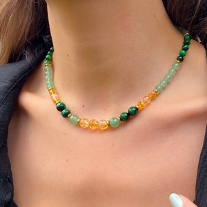 New Beginnings Necklace - Attract Prosperity, Abundance - Citrine - Green Aventurine - Tiger&#39;s Eye - Congratulations New Job Gift Necklace