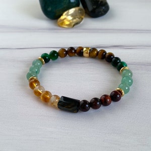 Attract Prosperity, Abundance, Money - New Beginnings Bracelet - Citrine, Green Aventurine, Tiger&#39;s Eye - Good Luck New Job Gift Bracelet