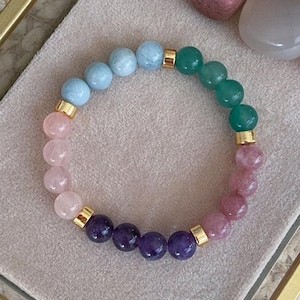 Attract Love Bracelet, Love Spell Bracelet, Soulmate Bracelet, Manifest Love, Rose Quartz, Amethyst, Aventurine, Aquamarine, Jade Bracelet