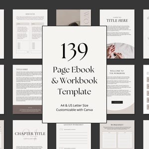 139 Page Ebook & Workbook Canva Template | For Digital Products/Course Creators | Lead Magnet Bundle