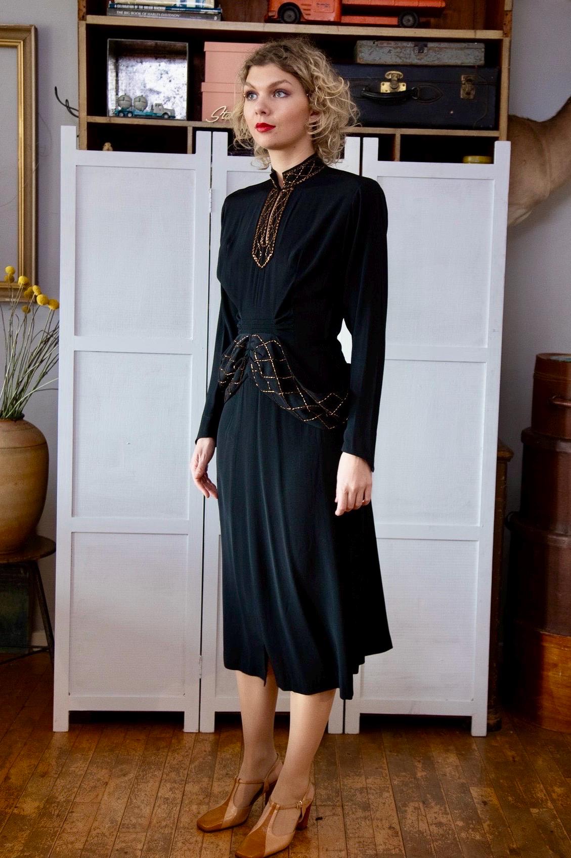 1940's casablanca black evening dress Style 1940