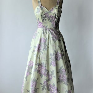 1950s Cotton Floral Print Dress and Bolero//Corsage Top//Size S