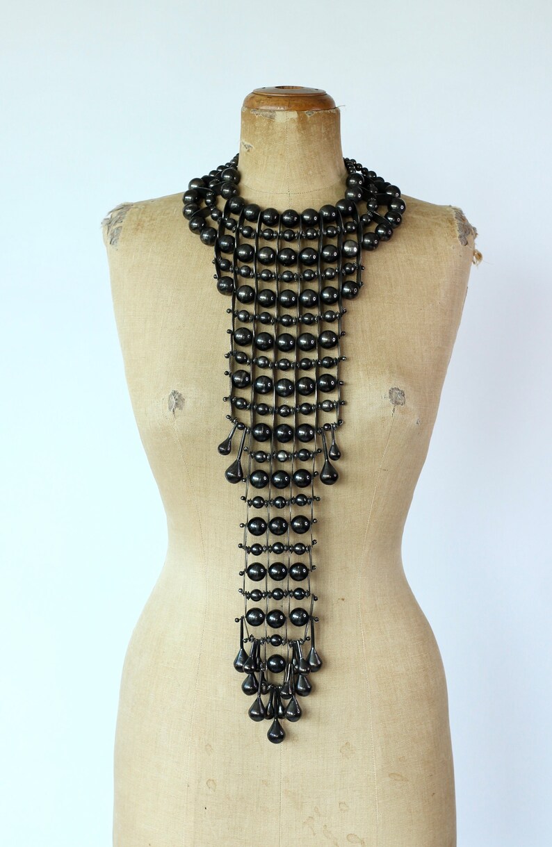 Y2K Vintage Showpiece Necklace//One of a Kind//Metal Beads//Danish Designer Rützou image 1