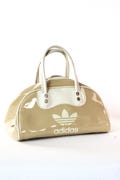 1990s Vintage Beige and Ivory Adidas Vinyl Top Handle Bag