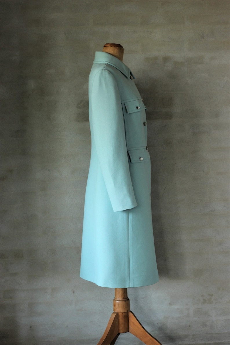 1960s mint green wool mod coat. Made in London. Size M/L image 6