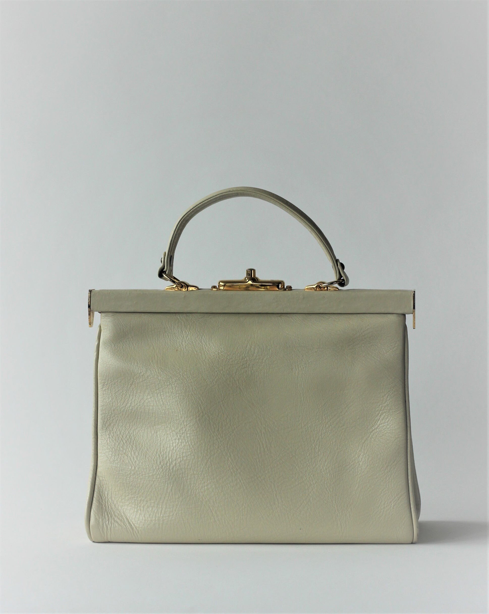 RESERVED 1960s Bon Goût White Leather Top Handle Bag With