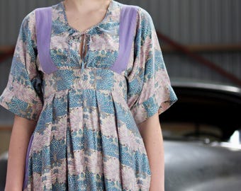 Vintage Purple Maxi Boho Silk Dress//Does 1960s//Baum und Pferdgarten, Danish Design//Size XS