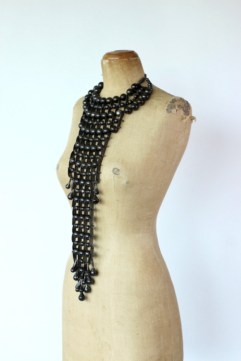 Y2K Vintage Showpiece Necklace//One of a Kind//Metal Beads//Danish Designer Rützou image 4