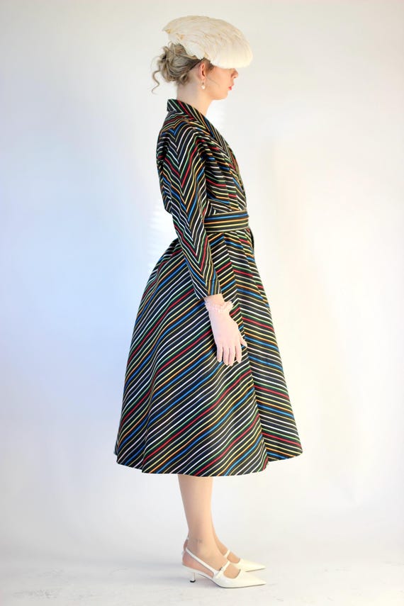 black blue striped dress Black and Blue Striped Slip Dress