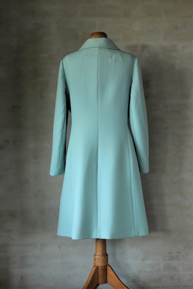 1960s mint green wool mod coat. Made in London. Size M/L image 7