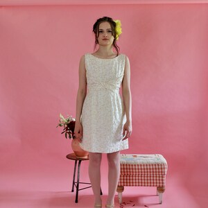 1960s Pierre Balmain by Torella Ivory Designer Sleeveless Cocktail Dress//Size M